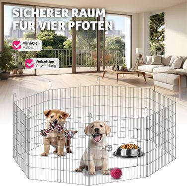 Вольєр Tectake® з захисним сітком, секційна огорожа, розкладна та розширювана, для дрібних тварин, кроликів, як загородження для собак, собачий вольєр, для цуценят, вольєр для кроликів, вуличний вольєр, діаметр 145 см, чорний