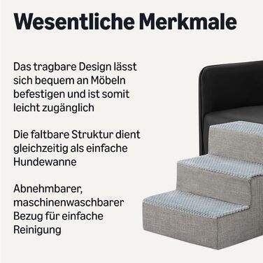 Сходинки для собак Amazon Basics: сірі, 3 сходинки, для диванів та ліжок