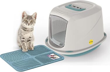Набір для котячого туалету CatCentre з ковпаком, Jumbo, синій + синій килимок