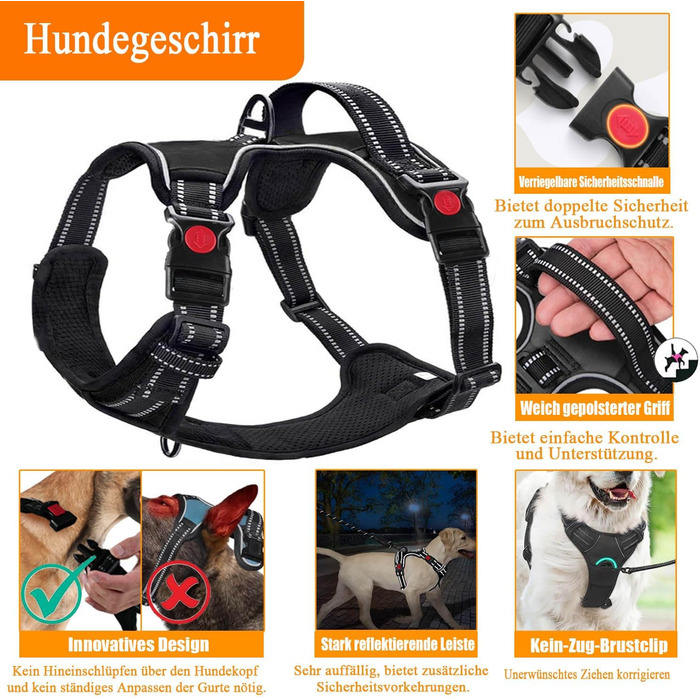 Набір шлейка для собак LOBEVE з повідком та нашийником | З авторемнем, складними мисками та диспенсером для відходів | Для собак маленьких та великих порід | Ідеально для прогулянок, тренувань та подорожей, рожевий