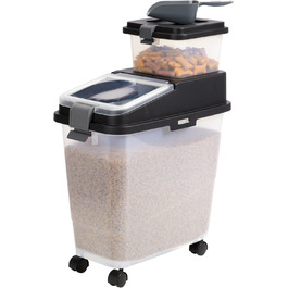 Набір контейнерів для зберігання корму для собак Mighty Tuff 3 шт., до 16,3 кг + контейнер для ласощів 2,3 кг та лопатка, BPA-free, на колесах