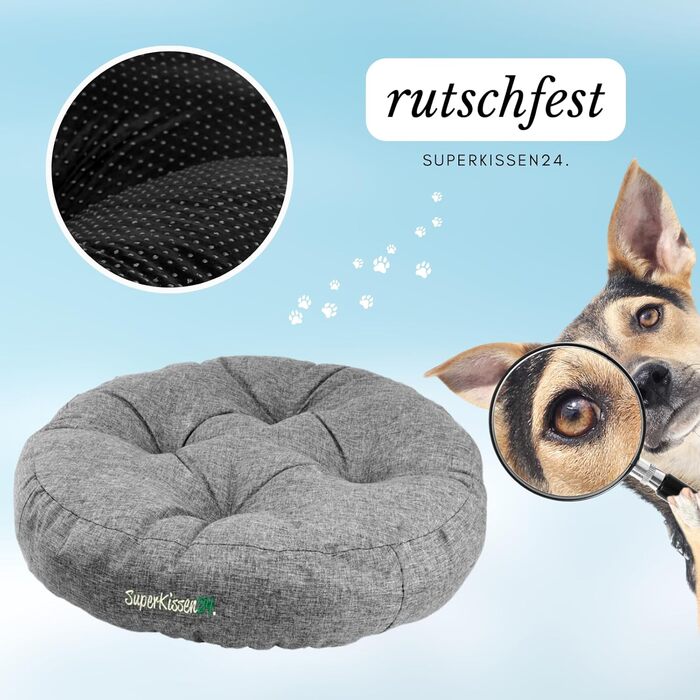 Гіркий лежак для собак середніх порід SuperKissen24 - водонепроникний лежак для котів - лежанка для собак з антикіготного матеріалу - антиалергенний та неслизький - лежанка для собак 60 x 14 см, сірий (XL)