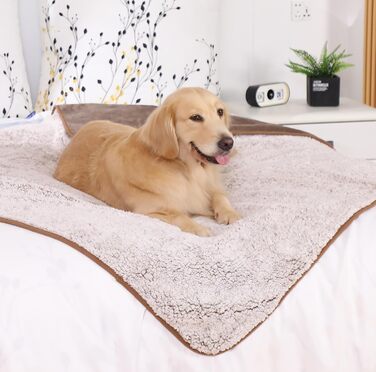 PETTOM Деки для собак Водонепроникні, Деки для собак на диван 152 x 127 см, Деки для собак з Sherpa та Flanell, Деки для домашніх тварин М'які та машинно-пранні (M: 127*100см, Колір: Коричневий)