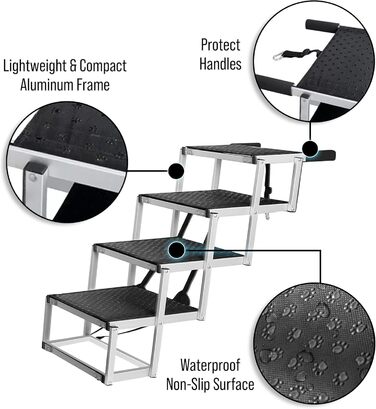 Сходинка для собак, алюмінієва, компактна, для великих собак, SUV, авто, вантажівки, з антиковзким покриттям
