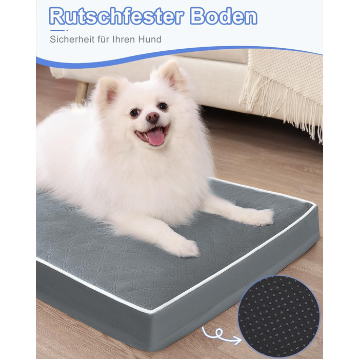 Ортопедичне ліжко для собак середнього розміру KSIIA, 88x55x7 см, знімний, миючий, темно-сірий