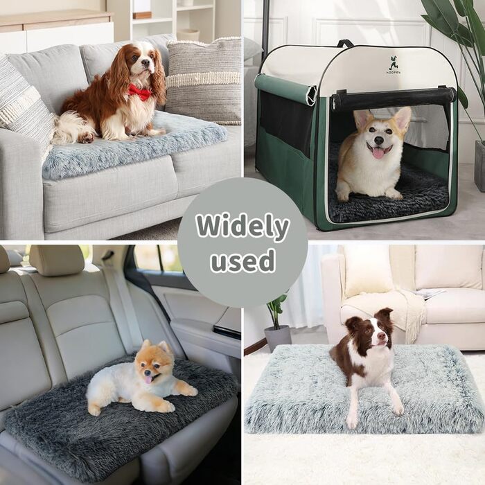 Крісло-лежанка для собак та котів Aomig, квадратне, плюшеве, 75x50x8 см, сірий колір