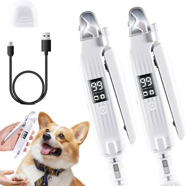 Pettrim 2-в-1 LED-підрізач кігтів + шліфувальник, нігтерізка з LED-підсвічуванням для собак та котів, безпечні ножиці для кігтів з LED-лампою, для безстрашного та м'якого догляду (2 шт)