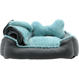 Крісло-лежанка для собак Ancol – м'яка підстилка для дому, 60 x 50 см (блакитно-зелений)