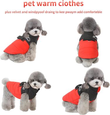 PETCUTE Зимовий теплий водонепроникний одяг для собак, куртка для малих, середніх та великих собак, з отвором для повідка, ідеально підходить для зими, осені та весни, M, червоний