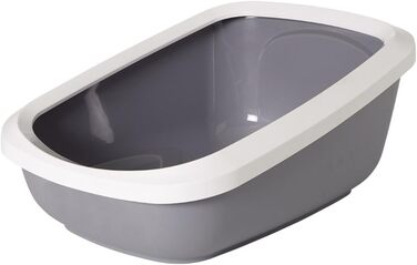 Туалет для котів з бортиком ASEO JUMBO, сірий/білий, 67,5×48,5×28 см