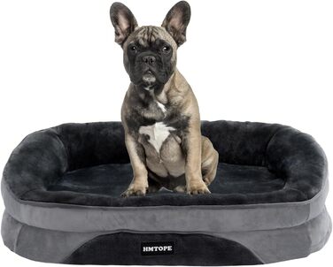 Ортопедичне ліжко для собак, собаче ліжко-софа з валиком для шиї, неслизьке дно, кошик для собак, знімний та пральний, для маленьких собак, 71 x 53 x 14 см, темно-сірий