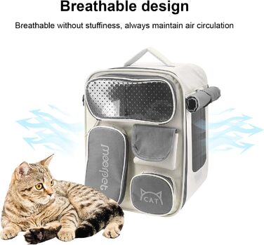 Рюкзак для кота та маленьких собак з вентиляцією, безпечною лінійкою та килимком для тварин