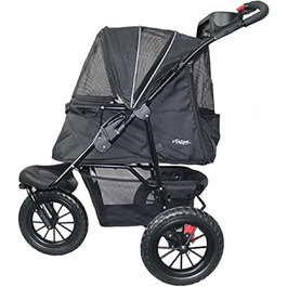 Petique Chinook Schwarz: розкішний візок для собак | Колеса 30 см, EVA, світловідбивачі | До 23 кг