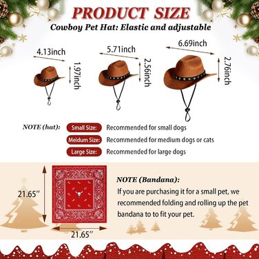 Костюм ковбоя для домашніх тварин: одяг для собак та котів, набір з костюмом, банданою та міні-ковбойським капелюхом, червоний, розмір M