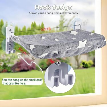 Крісло-гамак для котів на вікно, розкладне, сіре з малюнком 