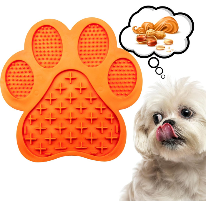 Килимок для повільного годування собак та котів, антиковзаюча підкладка з присосками, відволікаюча кормушка (Оранжевий, 18 см)