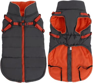 Водонепроникний зимовий теплий дощовик для собак, розмір M (довжина спини 34 см), зелений, з кріпленням для повідка