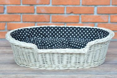 Плетений корзинка-ліжко для собак та котів з подушкою, 60 x 43 x 19 см, бежевий