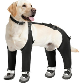 Чоботи для собак з підтримуючою конструкцією, водонепроникні чоботи-регулятори для цуценят, зимові чоботи-снігоступи, антибагряний костюм з чоботами, регульовані підтяжки (XS)