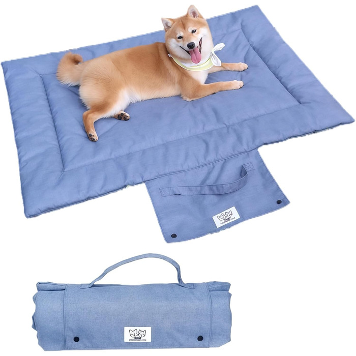Лежанка для собак та котів, килимок для собак, портативна лежанка, вологостійка, складана, для відпочинку в дорозі, для внутрішнього та зовнішнього використання, кемпінг, подорожі (Блакитний, M)