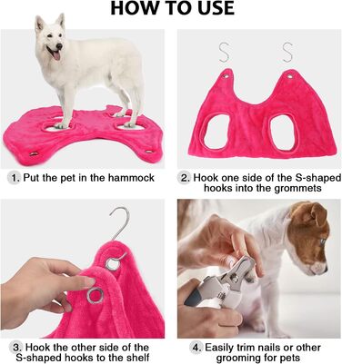 Гамак для собак Aersileng 8-в-1: догляд, стрижка, купання, сумка для маленьких собак та котів (рожевий, S)