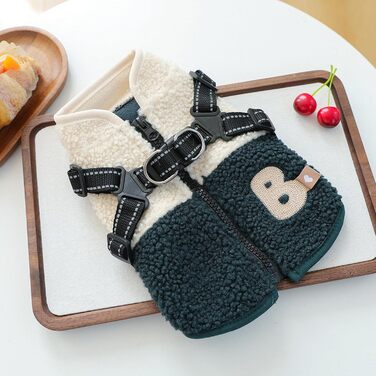 Зимовий теплий куртка для собак | Флісова підкладка, отвір для шлейки | Тепла куртка для собак на холодну погоду | Для маленьких та середніх собак, підходить для активного відпочинку, зелено-білий