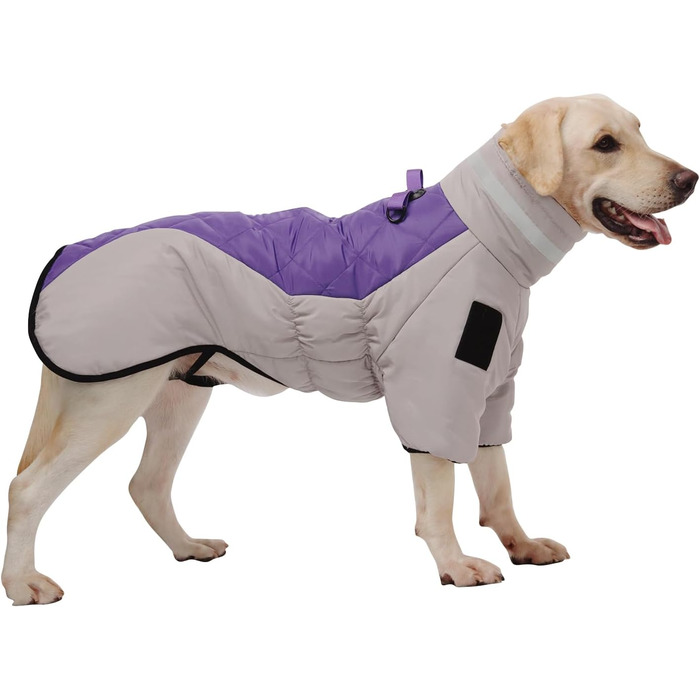 Зимовий теплий водонепроникний одяг для собак з високим коміром (5XL) - сірий + фіолетовий