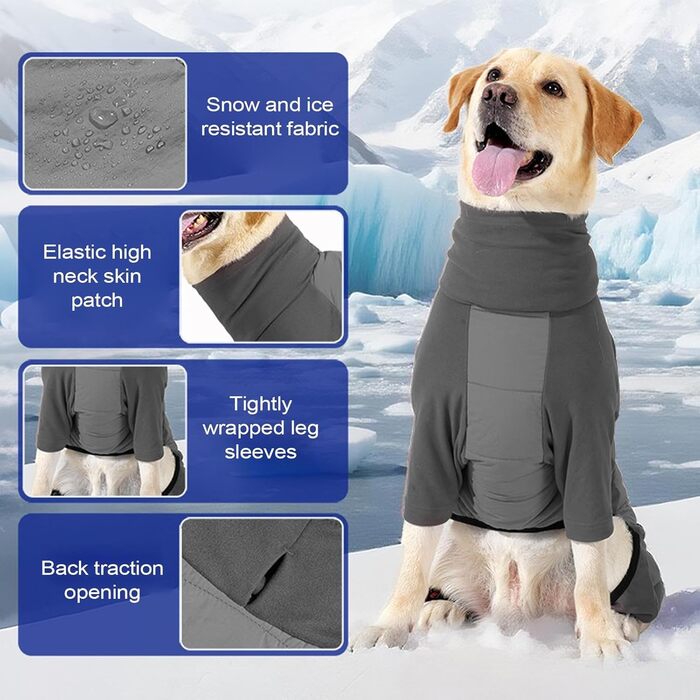 Зимовий одяг для собак: теплий, вітронепроникний, з коміром. Регульований зимовий одяг для маленьких, середніх та великих собак. Ідеально для прогулянок, походів, кемпінгу. Розмір XL (сірий)