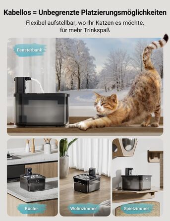 Бездротовий фонтан для котів DownyPaws 2,5 л з датчиком руху чорний