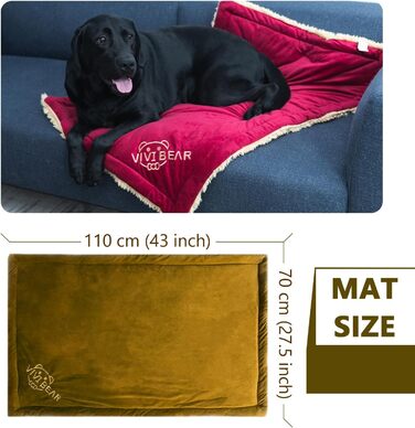 Килимок для собак, лежанка Comfy, великі породи, миється, плюш, стильний, лежанка для домашніх тварин, собача ковдра, двосторонній килимок (110x70cm) -2 (50x70cm, Коричневий-1)