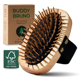BUDDY BRUNO натуральна щітка для собак та котів з довгою шерстю, дерев'яні SafePin щетини, FSC, преміум якість, для щоденного догляду, зроблено в Німеччині