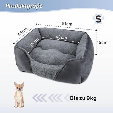 Лежак для собак і котів FURTIME, м'який, пухнастий, антистрес, для маленьких порід, знімний чохол, 51x48x15 см