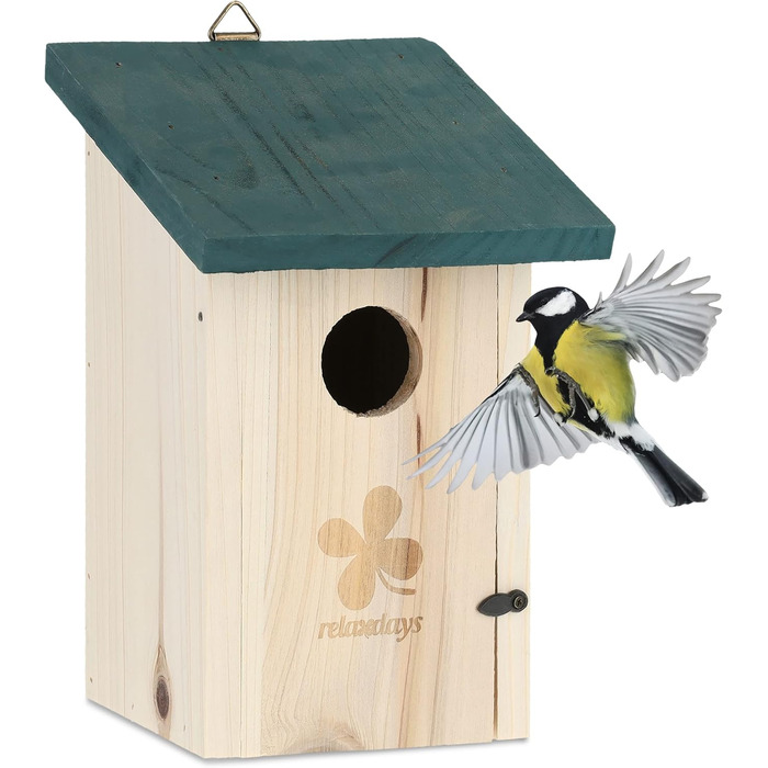 Кормушка для птахів Relaxdays з отвором 35 мм, на кришці, для синиць та зябликів, підвісна, зелений колір