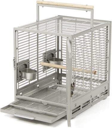 Транспортна клітка Montana Cages EVO для папуг і хвилястих папужок, платиновий колір, переноска для птахів