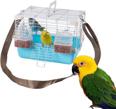 Клітка-переноска Vogel Reisekäfig для хвилястих папужок | Міцна переноска для дрібних тварин, для перевезення та до ветеринара (блакитна)