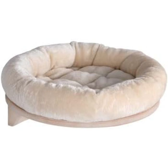Крісло-лежанка для котів Natural Paradise Dahlia | Кругле ліжко з м'яким бортиком та кріпленням на липучці | Крізьолом для котів | Діаметр 48 см (Крем)