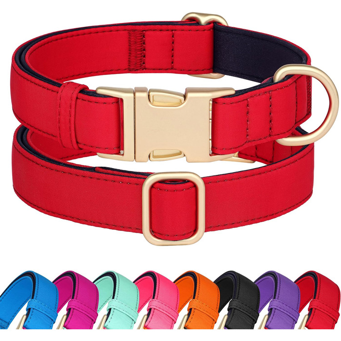 Нашийник для собак Didog з нейлону, м'який, з металевою застібкою, для великих, середніх собак, чорний, M (розмір S: 25-38 см)