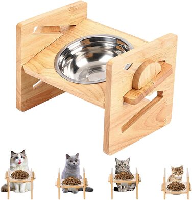 Підвищений годівниця для собак, годівниця для собак на підставці, регульована висота, миски з нержавіючої сталі, 4 рівні, для собак та котів