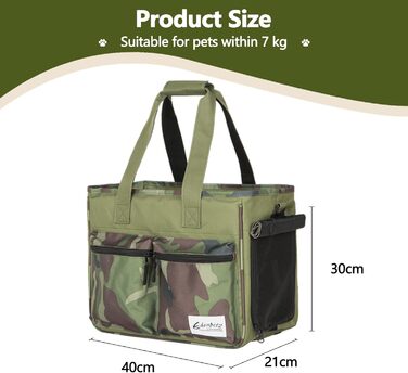 Транспортна сумка для котів та собак Galatée, складана, схвалена авіакомпаніями, для тривалих подорожей (зелена)