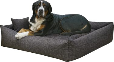 Лежанка для собак водонепроникна - лежанки для маленьких та великих собак - лежанка для собак з неслизьким дном - собачий кошик, лежанка 120x90x20 чорне лляне полотно