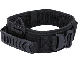 Нашийник для собак Vmokki з м'якою підкладкою, 7 см, з двома пряжками, контрольний ручка, тактичний, регульований, для великих собак (чорний)