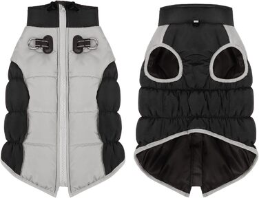 Тепла жилетка для собак Aiboria на зиму, чорна, без рукавів, з нагрудником, розмір XXL