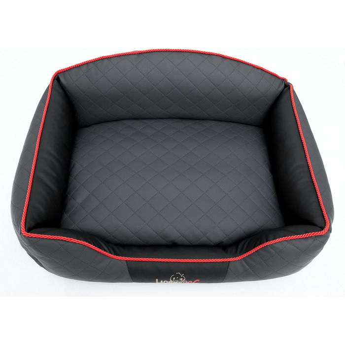 Лежак для собак Hobbydog Elite XXL, штучна шкіра, сірий/чорний, 110x85x30 см