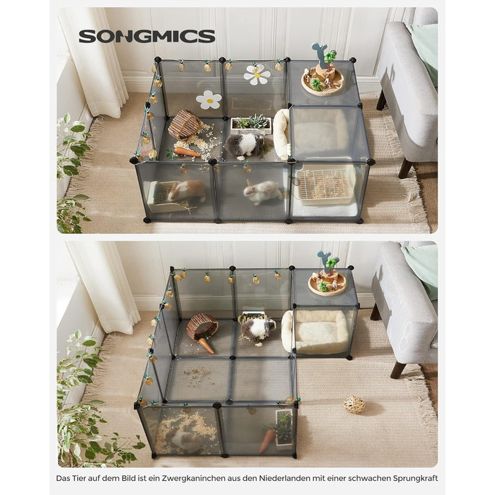 Клітка для тварин SONGMICS з піддоном, для морських свинок, хом'яків, кроликів, їжаків, 143 x 73 x 46 см, сіра