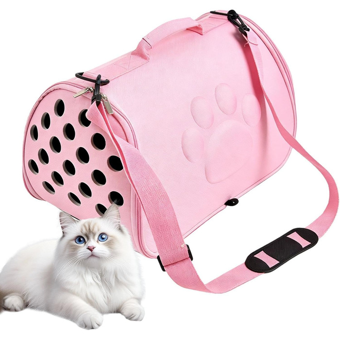 Транспортувальна сумка для кота/собаки | Сумка-переноска для тварин з регульованим плечовим ременем, для подорожей, прогулянок, активного відпочинку, літака, ветеринара, міста, покупок (Рожева, M)
