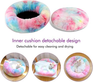 Кругле ліжко для собак Petcute, корзина для котів та домашніх тварин, м'яке, миється, рожевий кісточка, XS (40 см)