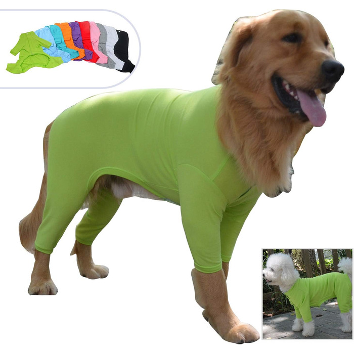 Комбінезон для собак Lovelonglong, бавовна, 4 лапи, великий/середній розмір XXL, зелений (для собак вагою ~27 кг)