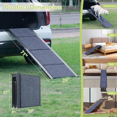 Рампа для собак у машину, 180 см, розкладна, протиковзка. Підходить для авто, вантажівок та SUV. Ширина 50 см. Максимальне навантаження: 110 кг