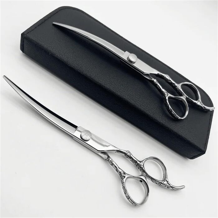 Професійна вигнута ножиця для грумінгу собак та котів, 440C сталь, 7.5 дюймів