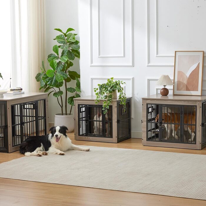Меблі-клітка для собак Gardner Pet, закритий будинок-вольєр для дому, світло-сірий, 69x51x60 см